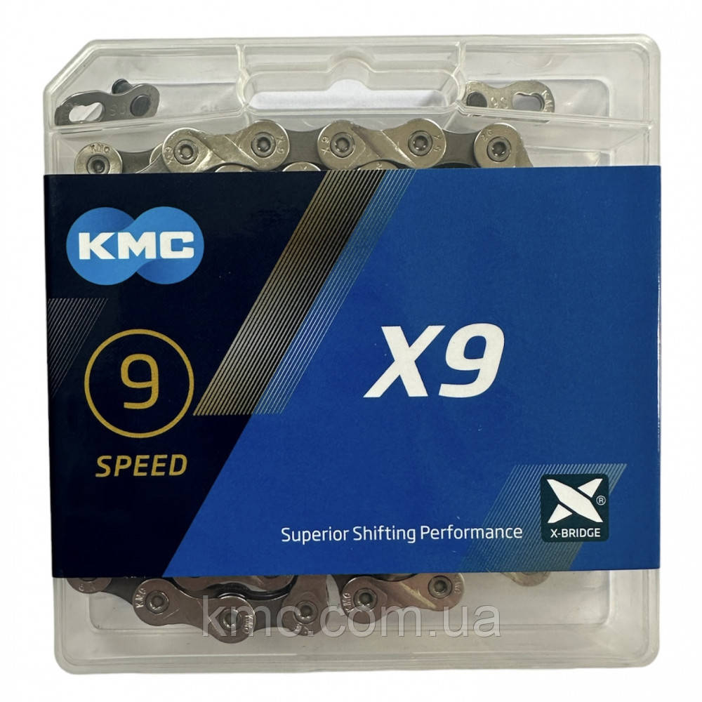 Ланцюг KMC X9 Silver 1/2 X 11/128 114 ланок з замком в боксі