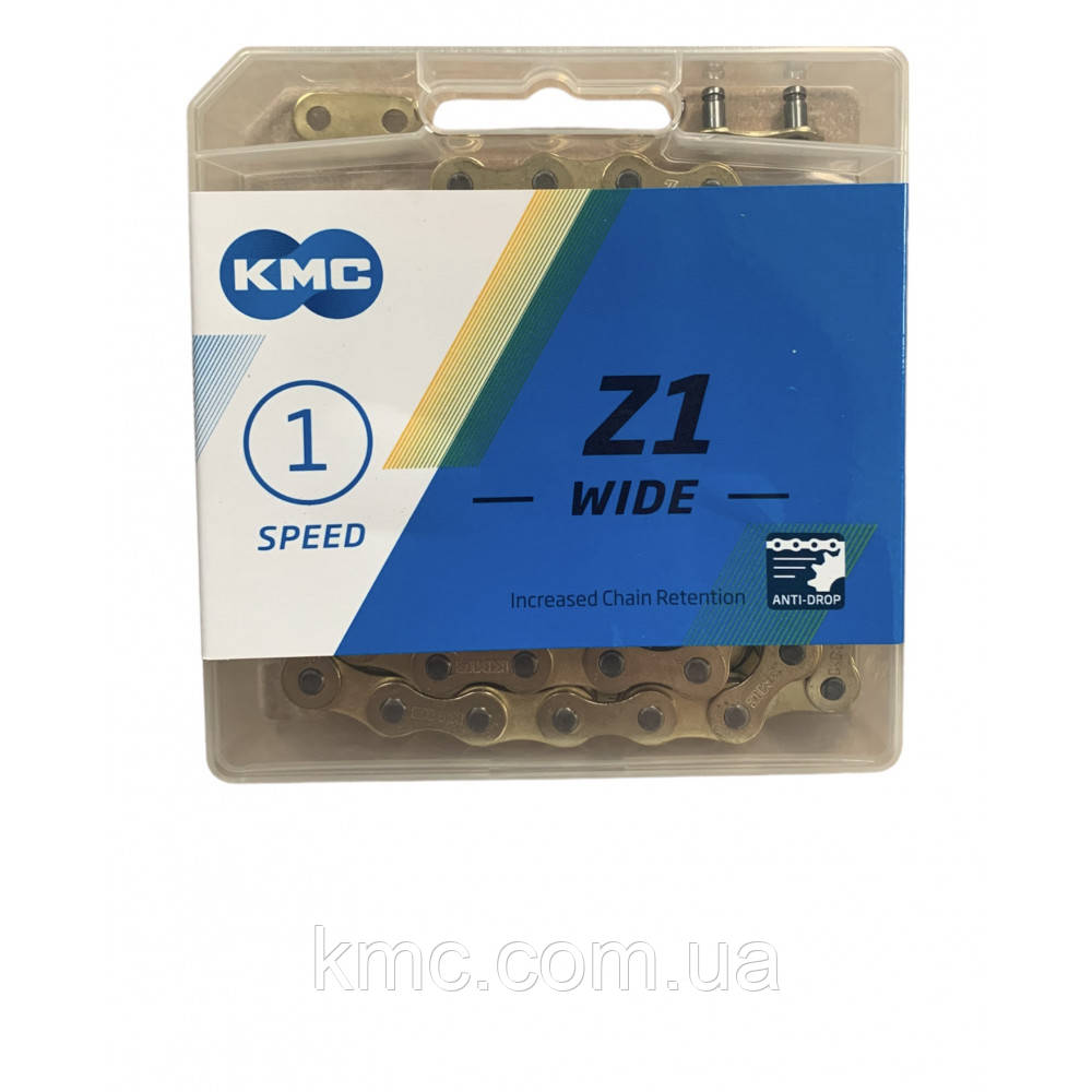 Ланцюг KMC Z1 Wide Gold 1/2 X 1/8 112 ланок з замком в боксі