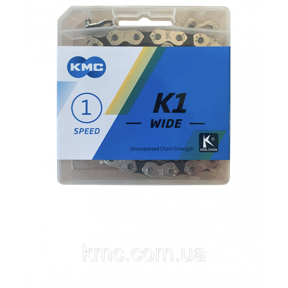 Ланцюг KMC К1 BMX/FIX Silver/Black 1/2 X 1/8 110 ланок з замком в боксі
