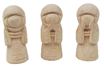 Набір дерев'яних статуеток ручної роботи Нічого не бачу, не чую, не розповім