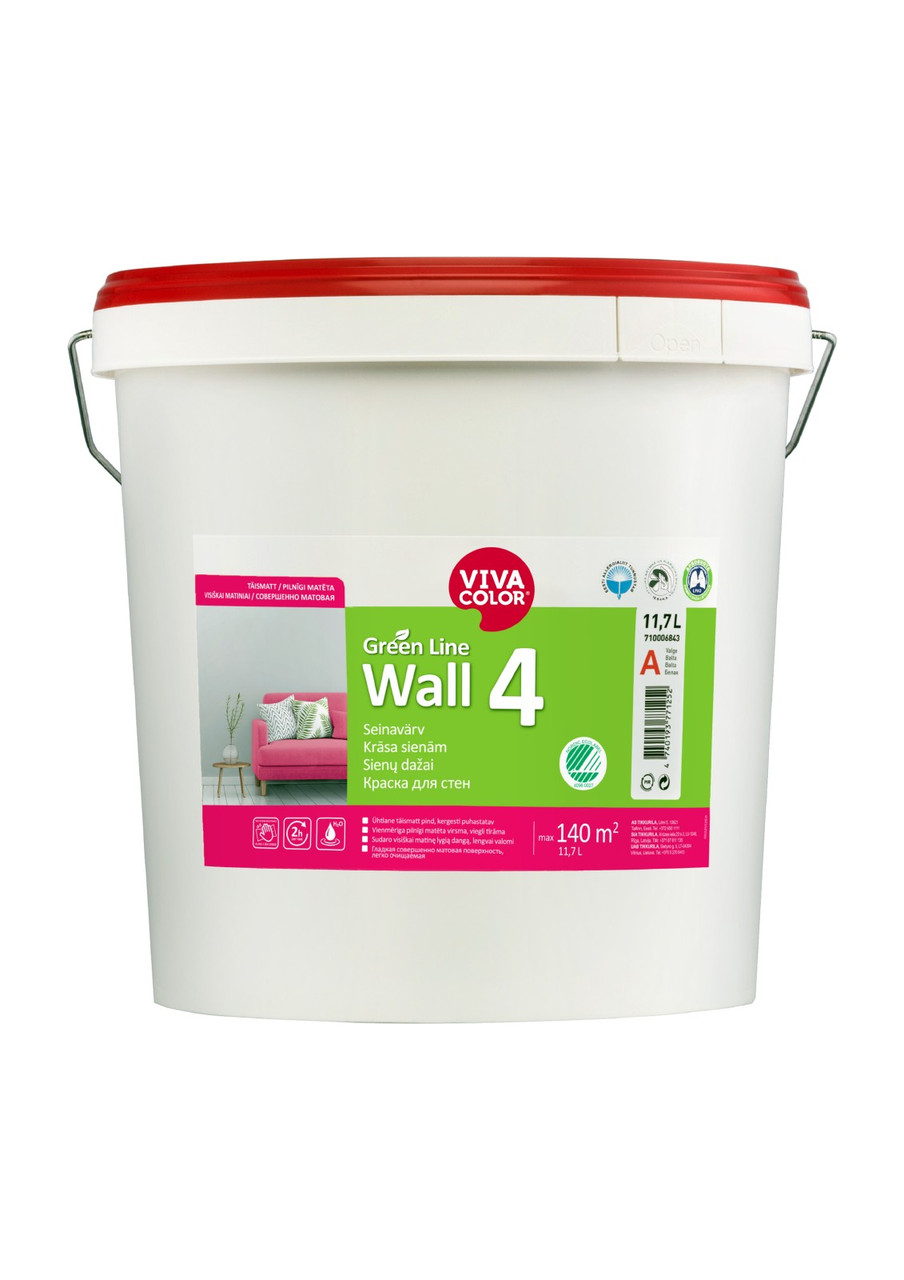 Фарба інтер`єрна Wall 4 матова база А біла 11,7 л