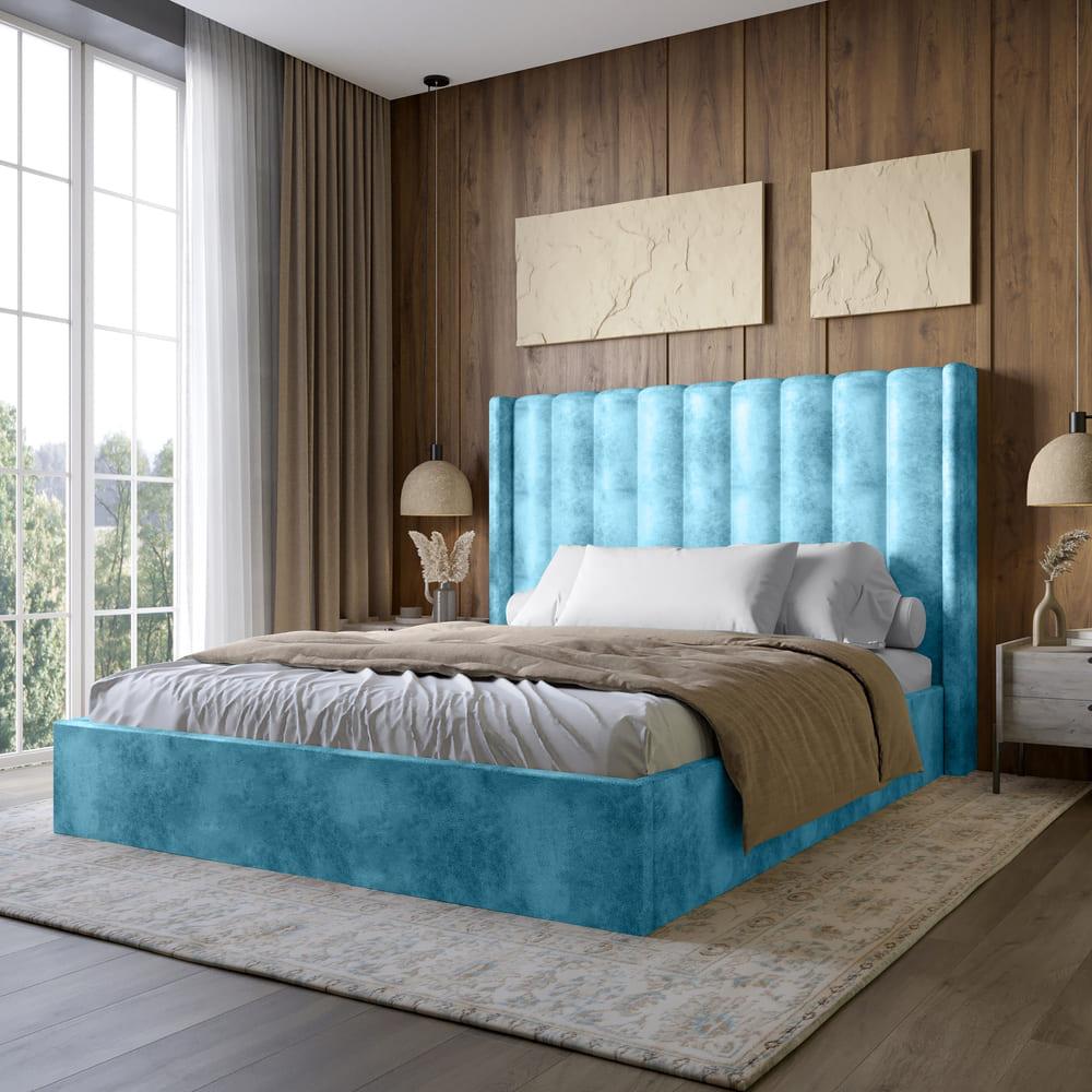 Двоспальне ліжко з підйомним механізмом LION Ніно 180x200 см SILK 502 Бирюзовий (LION-045034)