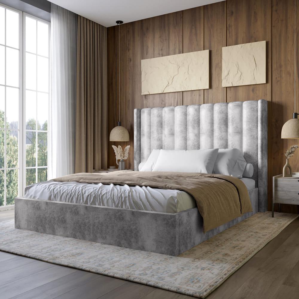 Двоспальне ліжко з підйомним механізмом LION Ніно 160x200 см SILK 302 Мраморний (LION-045059)