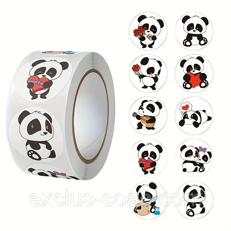 Декоративні наклейки — "панда" — 10 шт., фото 1