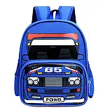 Рюкзак Машинка дошкільний шкільний для хлопчика 28X14X22 см синій, фото 6