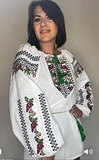 Вишиванка жіноча "Дубки/Калина" з домотканого полотна, фото 4