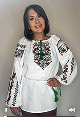 Вишиванка жіноча "Дубки/Калина" з домотканого полотна, фото 5