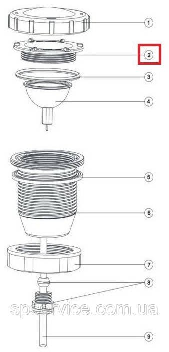 Прибита гайка лампи для прожектора Aquaviva LED/UL-P50 Lights