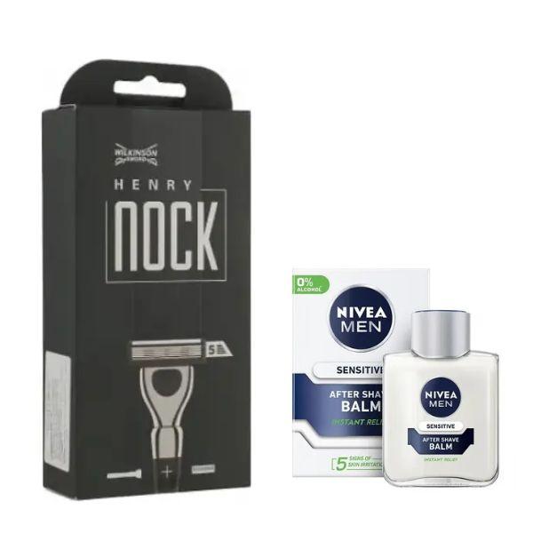 Станок для гоління Wilkinson Sword Henry Nock Razor + Nivea Men Sensitive Cooling бальзам після гоління 100 мл