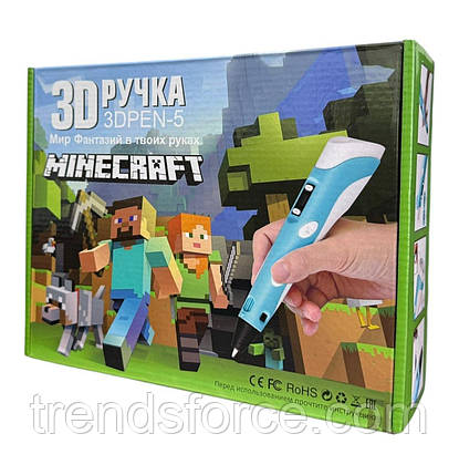 3Д-ручка з трафаретами 3D Pen-5 з Lcd дисплеєм Minecraft Фіолетовий 199216, фото 1