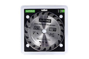 Диск пильний по дереву APRO 180 мм для циркулярної пилки з 20 зубцями для точного різання