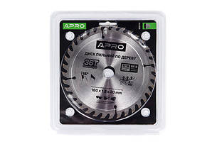 Диск пильний по дереву 160х20 36Т APRO для точного різання деревини та меблів