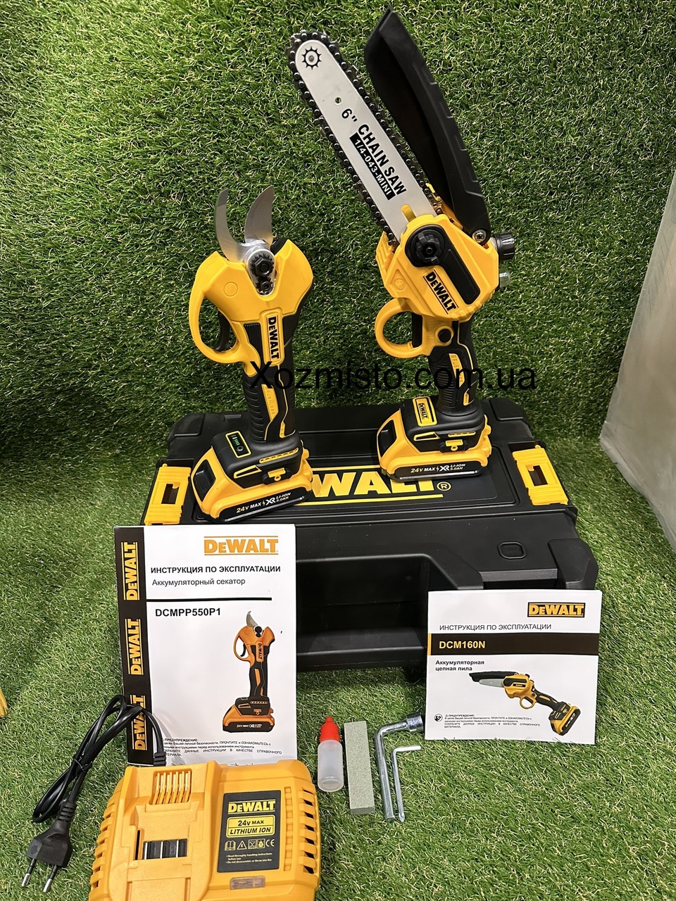 Комплект DeWalt 24V Пила DCM160N та Секатор DCMPP540P1 – Максимум функціональності для садових робіт