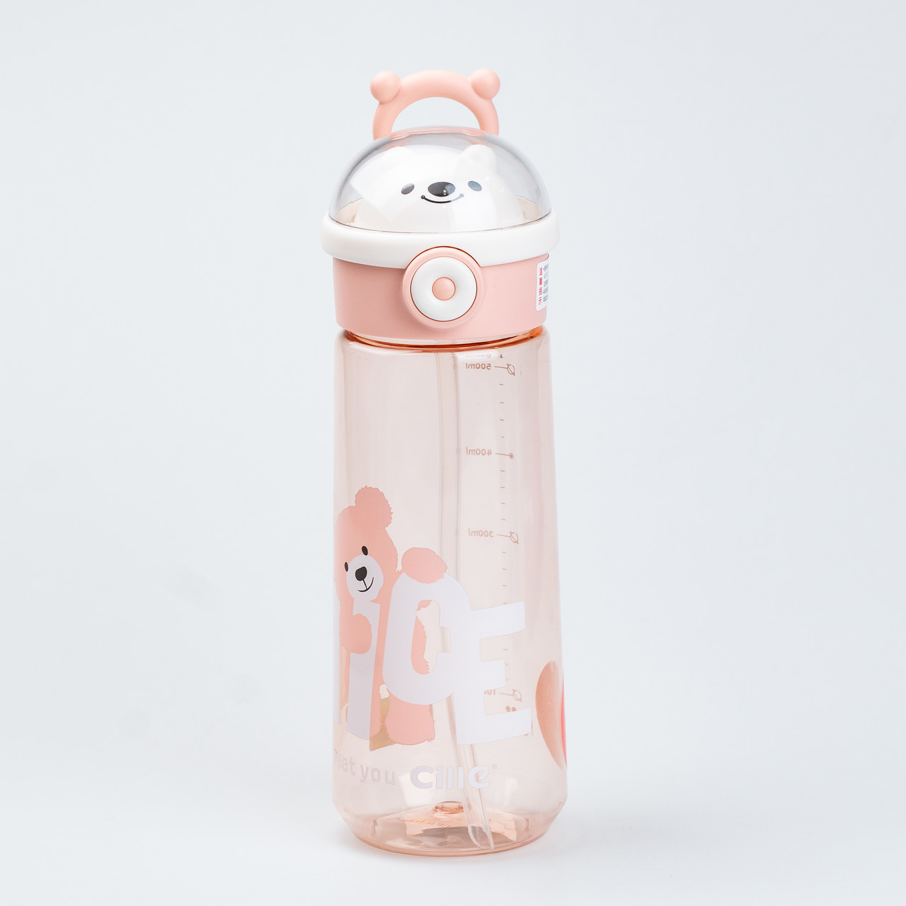 Пляшка для води Nice 620 мл із кришкою фліп топ на защіпці, рожевий, фото 1