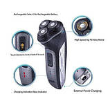 Чоловіча електробритва для бороди ROZIA HT-902 роторна акумуляторна електро бритва для чоловіків, фото 7