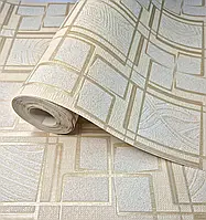 Шпалери вінілові 10 × 0.53 м 9421-05, бежеві для коридору, кухні, офісу, передпокою, спальні, кімнати