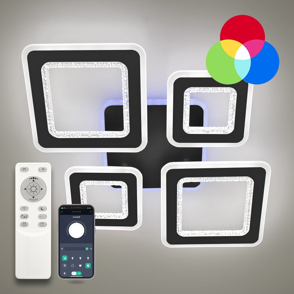 LED люстра OVAL DOUBLE RGB 104+20W 5S чорна APP Luminaria керована світлодіодна з пультом і додатком 500x500x72мм BLACK
