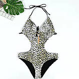 Суцільний купальник жіночий з вирізами – стильна модель для пляжу та басейну, фото 3