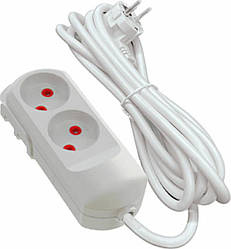 Подовжувач мережевий VIROK: l= 2 м, з 2 гніздами без заземлення