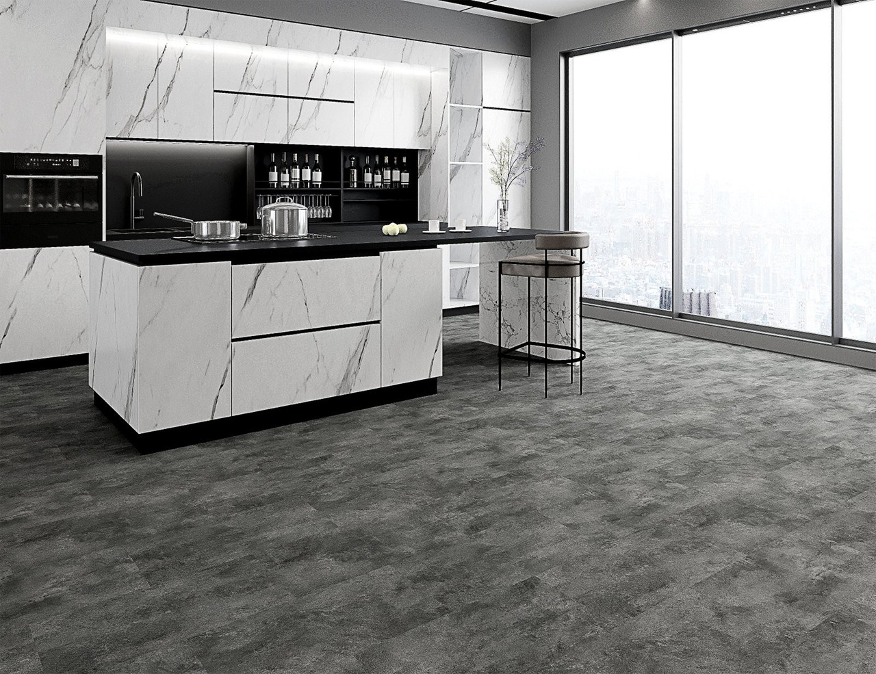 Вінілова підлога SPC StoneX Урбан Темний 33 клас 5мм з підкладкою, фото 1