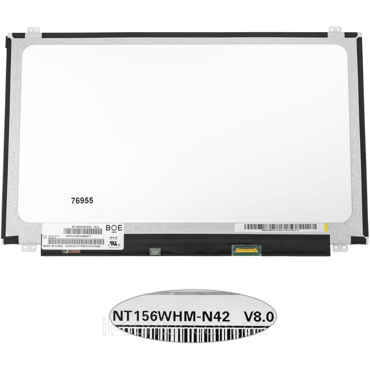 Матриця 15.6" NT156WHM-N42 (1366 * 768, 30pin (eDP), LED, SLIM (вертикальні вушка), матова, роз'єм справа