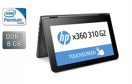 Нетбук-трансформер HP 310 g2 x360/ 11.6" (1366x768) Сенсорний/ Pentium N3710/ 8 GB RAM/ 256 GB SSD/ HD, фото 1