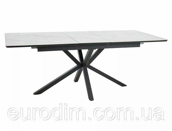 Стіл LOGAN CERAMIC 160(200)*90 білий/чорний мат, фото 1