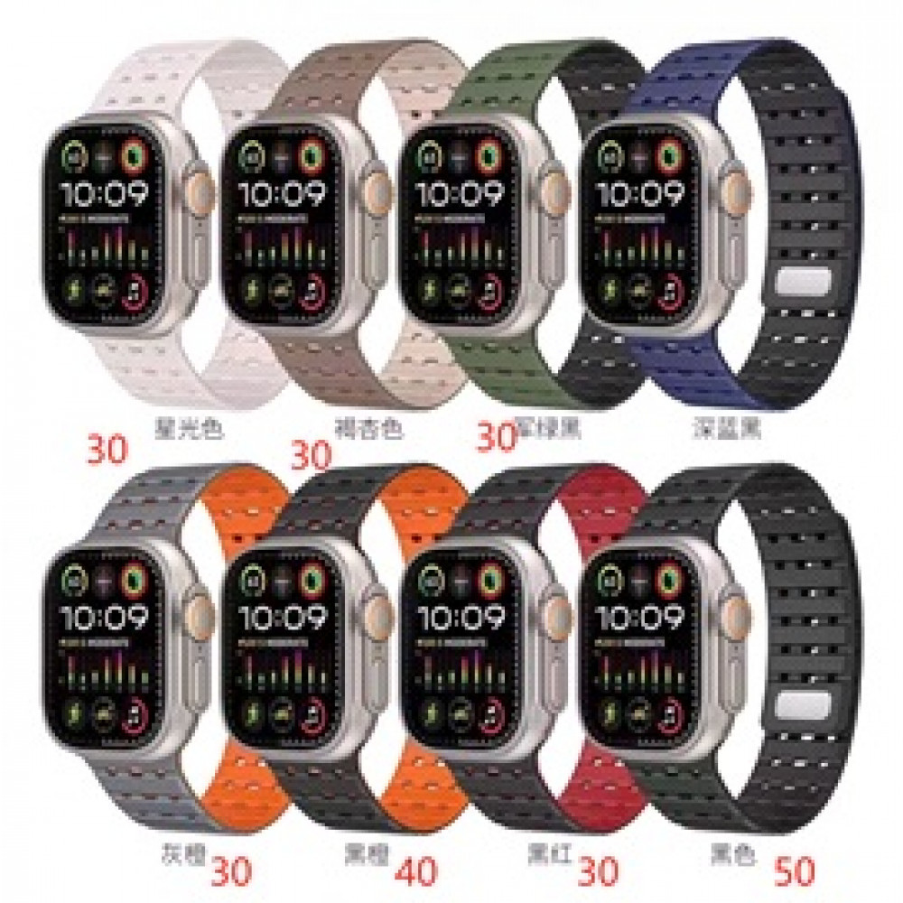 Ремінець Silicon Magic Double color Apple Watch 42 mm 44 mm 45 mm 49 mm — Black