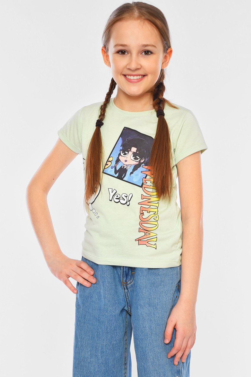 Футболка дитяча для дівчинки м'ятного кольору 197376P, фото 1