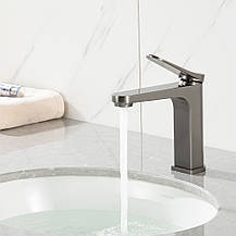 Змішувач для умивальника GAPPO G1010-9, збройова сталь, фото 2