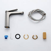 Змішувач для умивальника GAPPO G1010-9, збройова сталь, фото 3