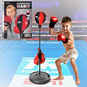 Боксерський набір з надувною грушею на стійці 110 см та рукавичками 6 унцій MS 0331 Дитячий боксерський набір