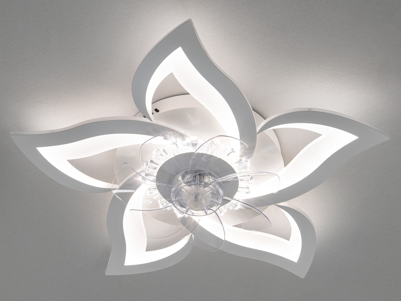 LED люстра-вентилятор з пультом, біла, 90W, для спальні 8146/5WH FS