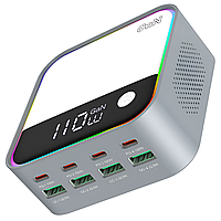 8в1 Багатопортовий зарядний пристрій Addap MCS-M8, док-станція для зарядки на 4 порти Type-C PD + 4 USB-A, з кольоровою RGB