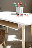 Дитячий білий стіл і стілець м'який коричневий велюр. Для дітей 2 групи зросту (115-130см), фото 2