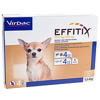 Краплі для собак 1.5-4 кг проти бліх і кліщів Virbac Effitix (Вірбак Еффітікс) 26.8/240 мг 4 піпетки