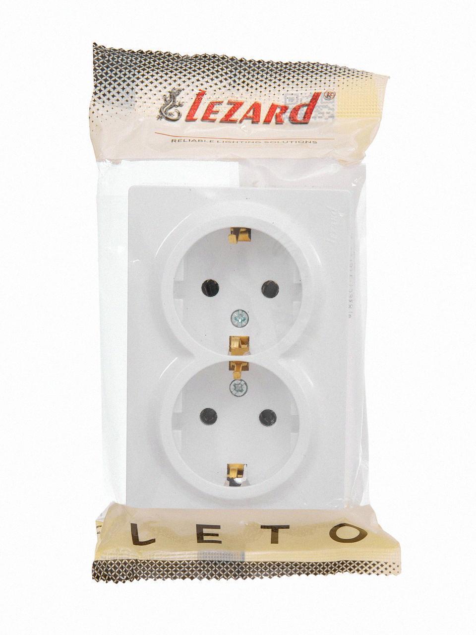 Розетка подвійна накладна із заземленням Lezard LETO 16A, 250V