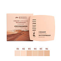 Пудра для обличчя водостійка компактна Neverti (NP202), 001 Porcelain Beige Світло-бежева