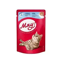 Вологий корм Мяу для дорослих кішок з рибою в ніжному соусі 85г