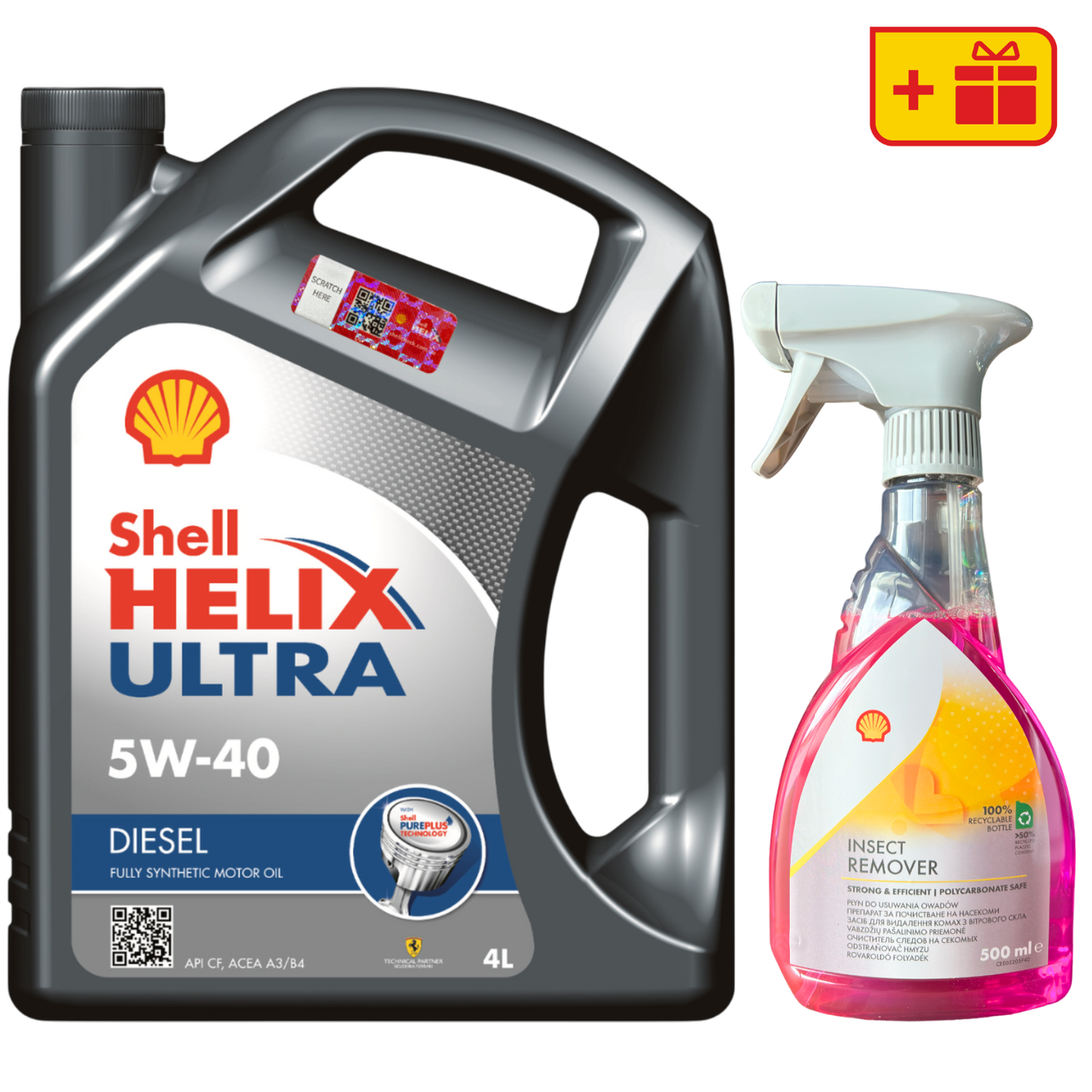 Shell Helix Diesel Ultra 5W-40, 4 л + Shell Insect Remover 0.5 л