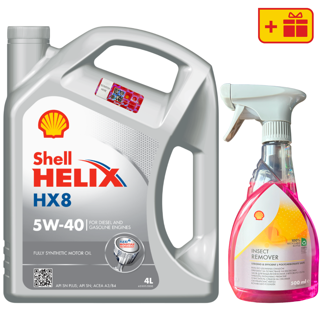 Набір Shell Helix HX8 5W-40, 4 л + Shell Insect Remover 0.5 л
