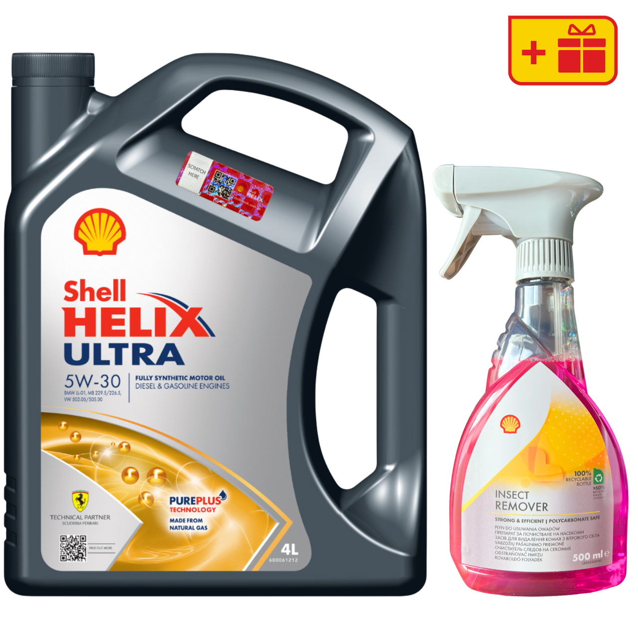 Набір Shell Helix Ultra 5W-30, 4 л + Shell Insect Remover 0.5 л