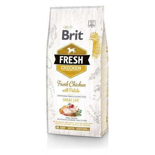 Сухий корм Brit Fresh для дорослих собак всіх порід, з куркою та картоплею, 12 кг (*)