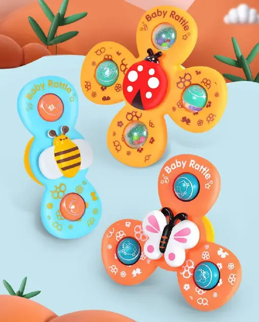 Брязкальце спінер на присосці 6329 набір із 3 шт, фото 1