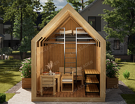 Альтанка двосхилий «Барнхаус» (2 поверхи) з суцільними стінками 3 х 5,4 м