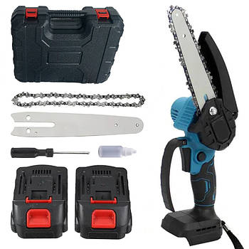 Акумуляторна пила ланцюгова 8" в кейсі + 2 акумулятори / Міні пила безщіткова / Ручна електропила для саду