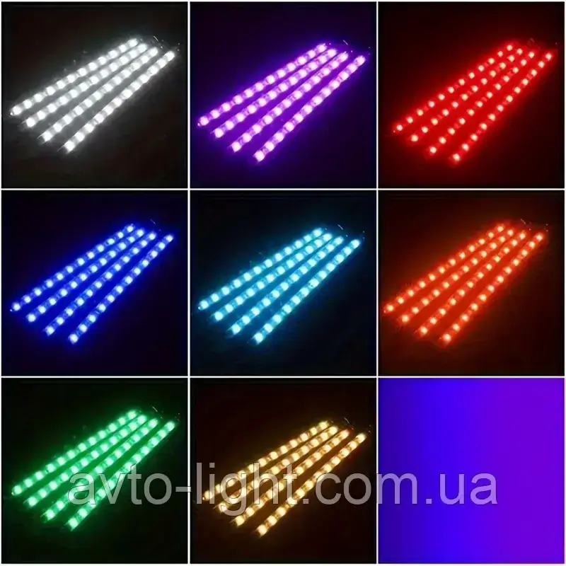 Підсвітка салону RGB 12SMD*4 USB (23см+пульт без батарейки), фото 1