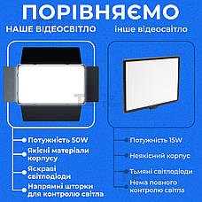 Прямокутна LED-лампа Pro LED U800 відеосвітло для фото, відео 29х17 см зі штативом 2,1 метр лампа для фону, фото 3