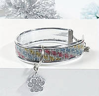 Красивий нашийник зі стразами для собаки з підвіскою у вигляді лапки 20-30 см