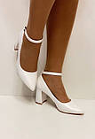 Весільні білі туфлі човники ремінець широкий каблук 38, фото 8